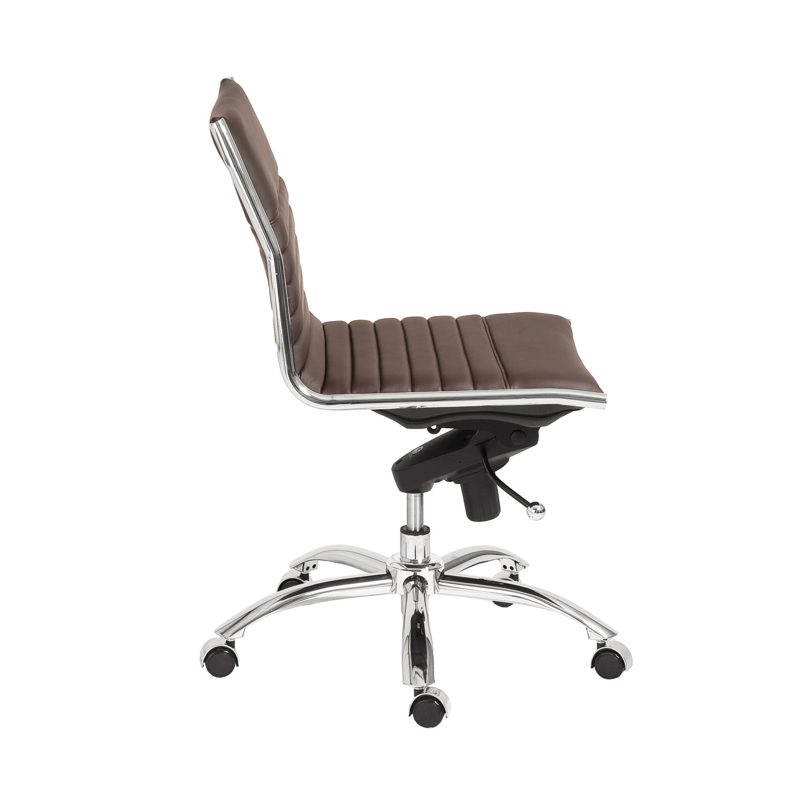 Naida Faux Leather Swivel Task Chair, Brown Faux Leather, No