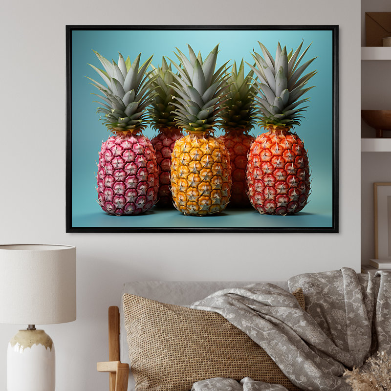 Doux ananas juteux délice I, H 30 po x l 40 po x P 1,5 po, Cadre flottant noir