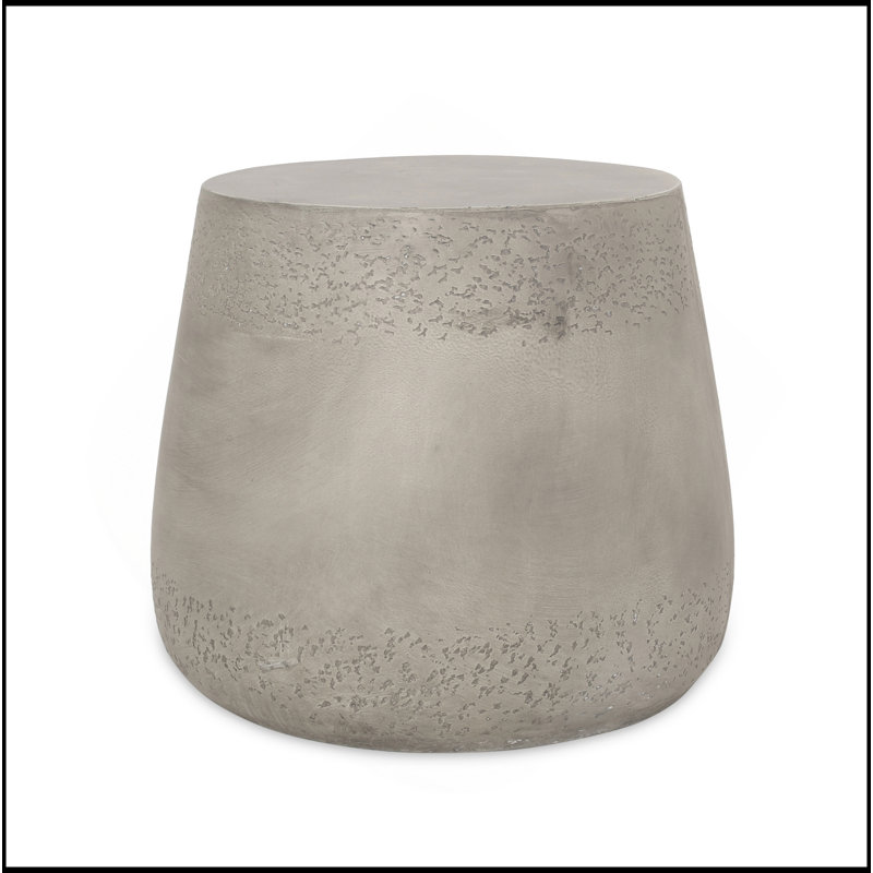 Orion Lightweight Concrete Patio Side Table With Drum Shape And Boho Style, Perfect For Outdoor Relaxation And Durability