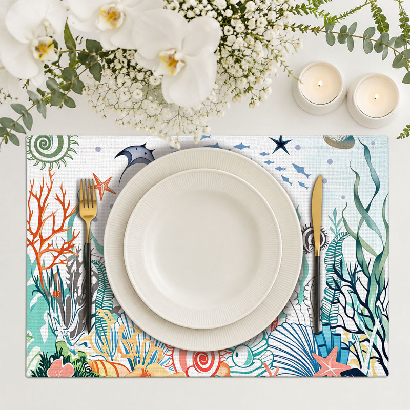4-Piece Polyester Rectangle Dining Table Placemat