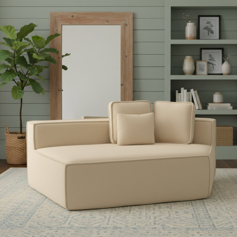 Fauteuil simple beige en molleton Teddy, Beige