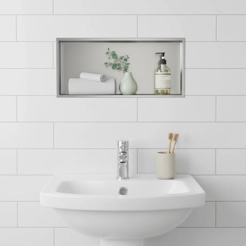 Tablette de douche simple en acier inoxydable 304 12X24X4 (N600), Argent