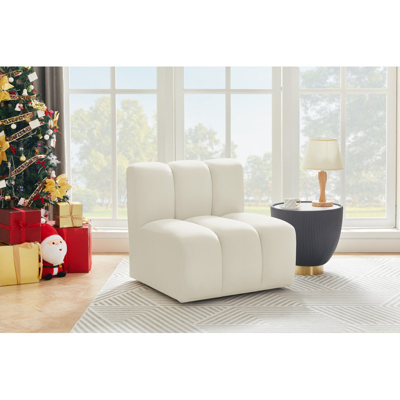 Chaise d'appoint rembourrée Hiplita, Velours crème