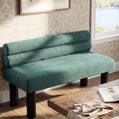 Banc rembourré pour la salle à manger et le salon, support de 300 lb, pieds en bois d'hévéa, rembourrage en éponge, conception d'espace, projet d'assemblage simple à l'extrémité du lit, entrée ou salle à manger, charge, sièges confortables, rapide