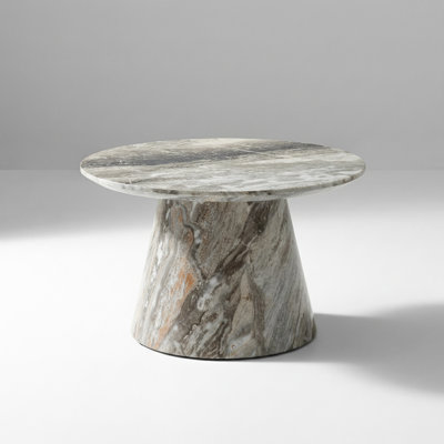 Modern Round Coffee Table with Textured Gray Finish and Adjustable Feet for Living Room or Bedroom Decor