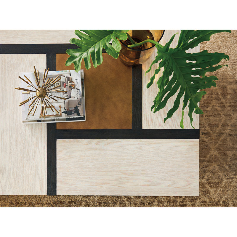 Carmel Solid Wood Cocktail Table, Winter White Top/Dark Mocha Base
