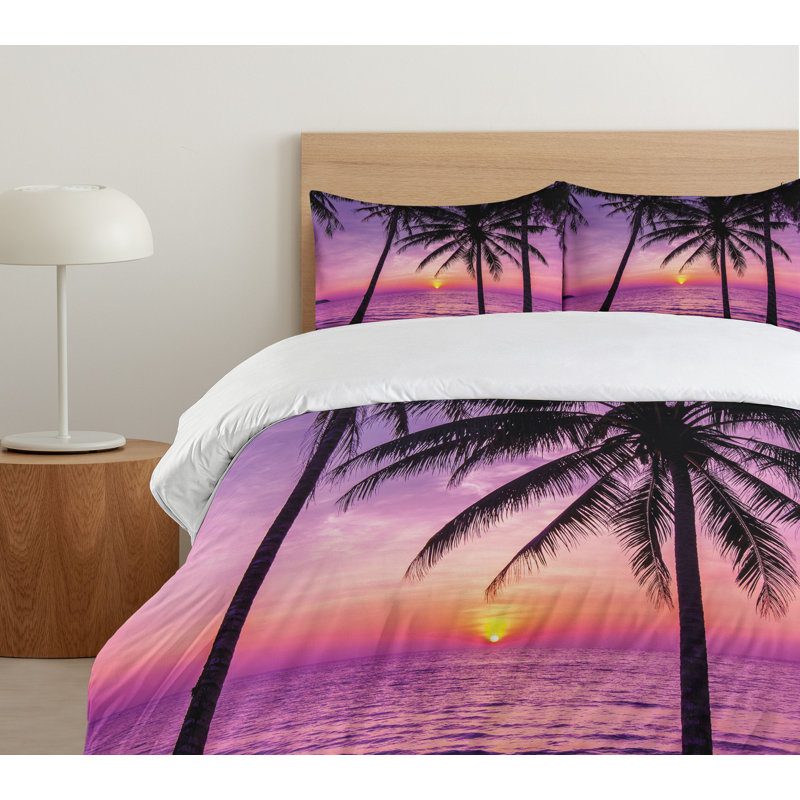Twin Tropical Sunset Palm Tree Duvet Cover Set