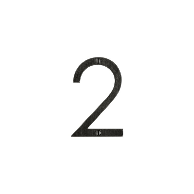 4" House Number, White Bronze Brushed, 2, 4" H x 2.63" W x 0.25" D