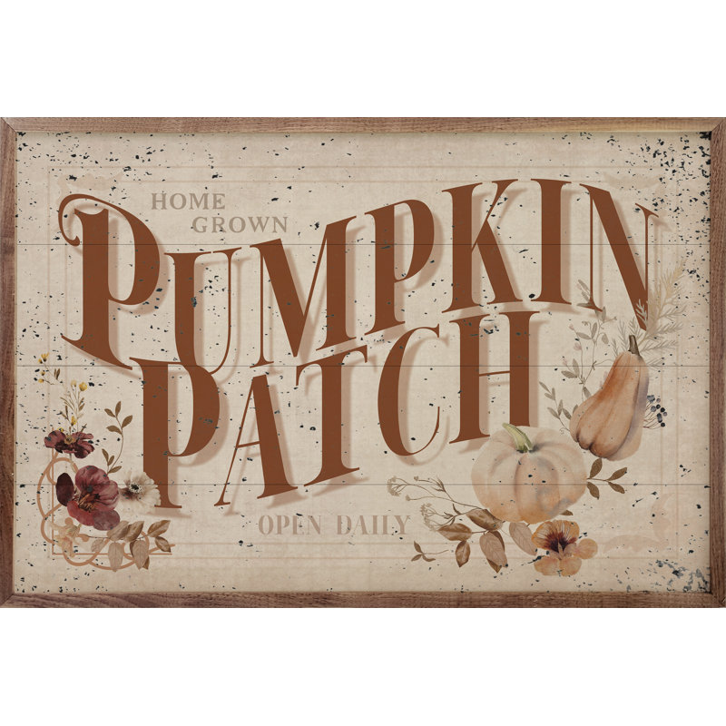 Rustic Walnut Framed Pumpkin Patch Thanksgiving Wall Art