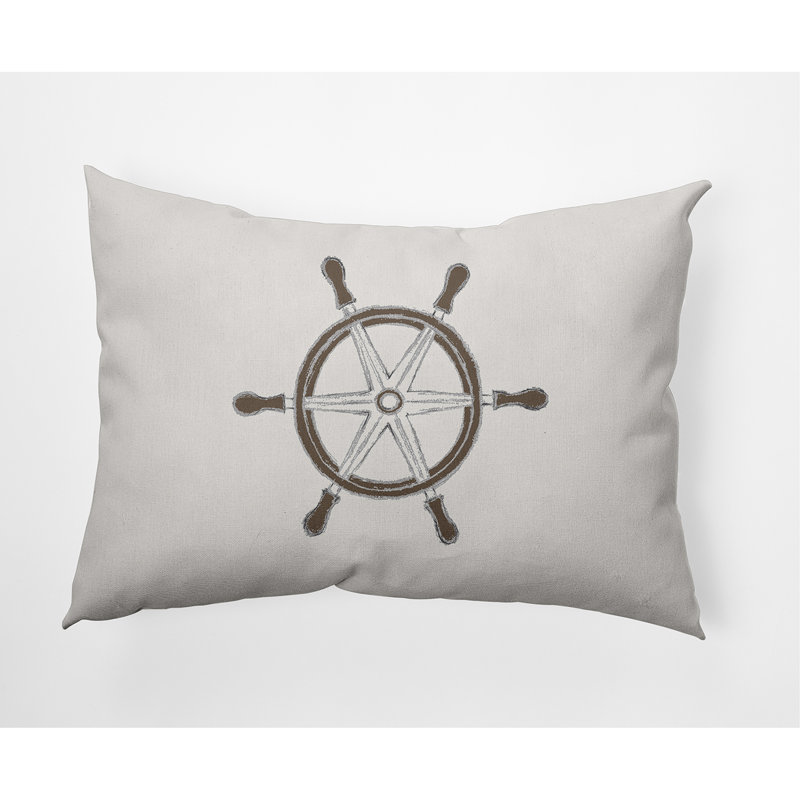  Housse et insert de coussin rectangulaire en coton Ship Wheel, Blanc cassé