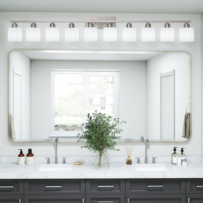 Luminaires de salle de bain, luminaire de salle de bain moderne sur miroir, appliques murales avec abat-jour en verre givré, douille E26 (ampoules non incluses)