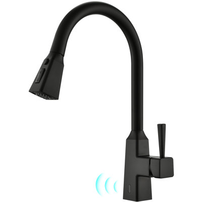 Robinet de cuisine mains automatique - sans contact avec douchette rétractable, fabrication contemporaine en laiton, capteur de mouvement en céramique activé pour une utilisation simple et hygiénique