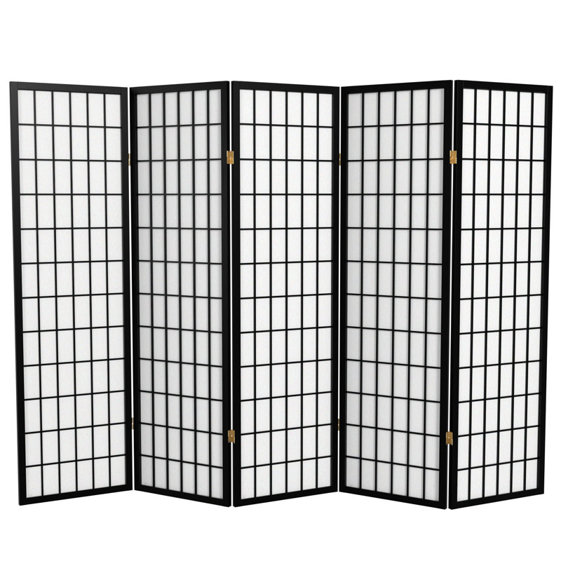 Paravent haut pliable 58,75 "Alex, Noir, 5 panneaux