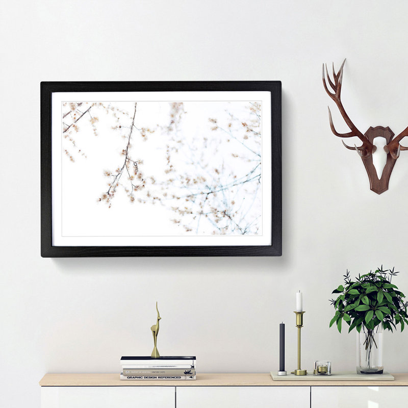 Branches Of A Blossom Tree Painting - Single Picture Frame Print on MDF, 33cm H x 45cm W x 2cm D, Oak