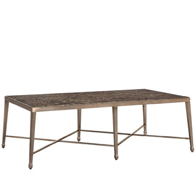 Emperador 56" Wide Dark Emperador Natural Stone Top Dusty Bronze Base Cocktail Table