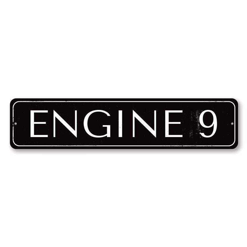 Enseigne en aluminium «Engine Number 9», H 4 po x l 18 po x P 0,04 po