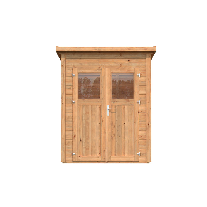 Nordic Spruce Wooden Lean-To Storage Shed with Double Doors and Windows