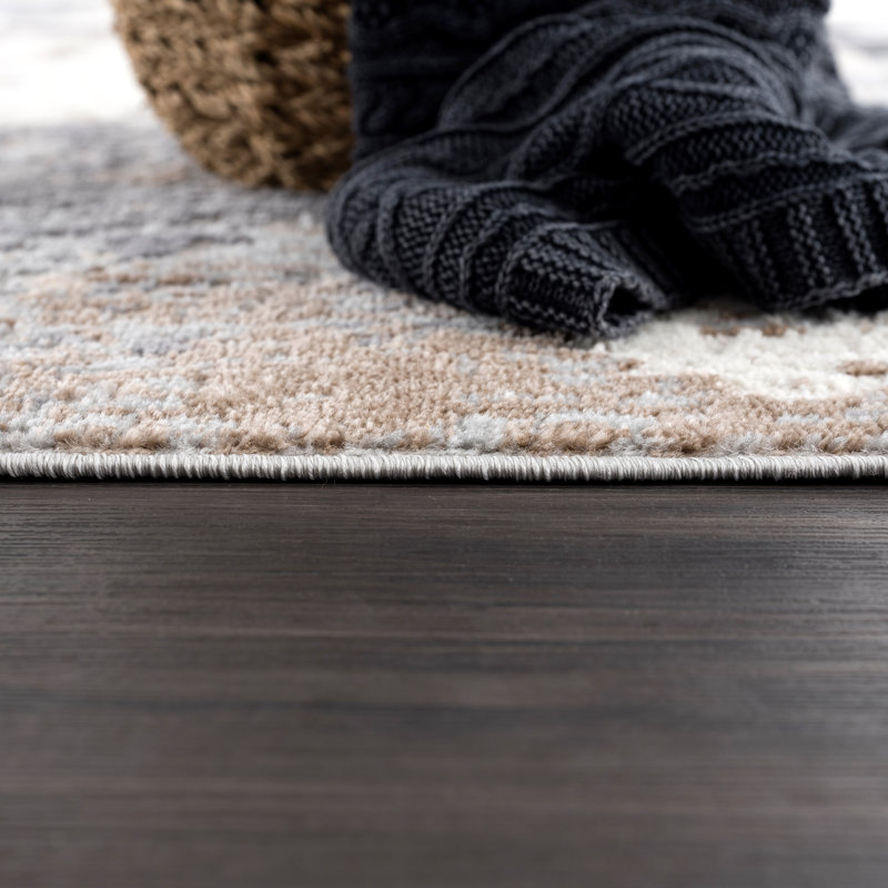 Tapis contemporain gris chaud Haenisch DUN190A, Rectangle 4 pi x 6 pi