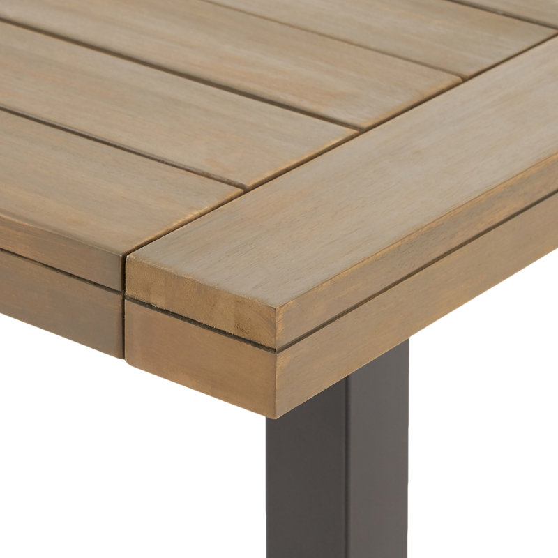 Table d'extérieur en bois - thème industriel moderne, gris et noir