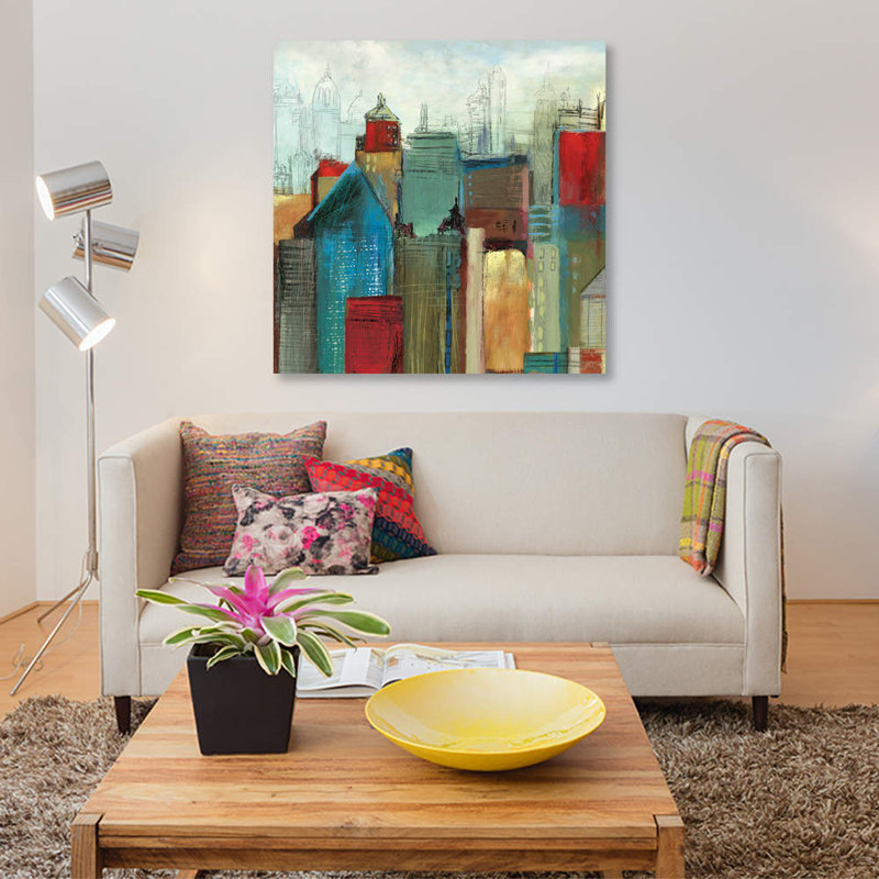 «Sunlight City I, Square», impression sur toile, H 12 po x l 12 po x P 1,5 po, Toile tendue, Pas de tapis