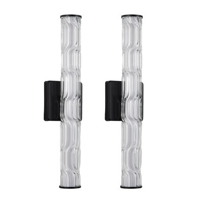Upgraded K9 Crystal 19.7'' Black Wall Sconce Of 2, Ideal Lighting For Vanity And Living Room Modern Bronze Bedroom Stairway Decoration