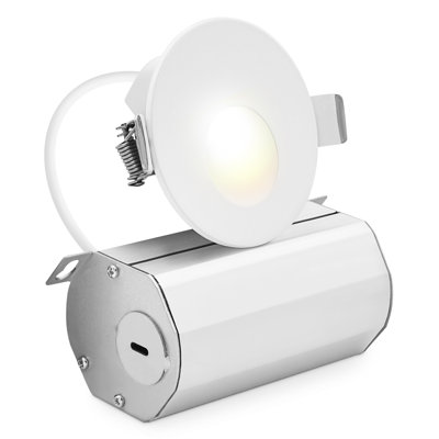 Éclairage de marches à DEL à pince rondes LUXRITE, 5CCT 2700K-5000K, CRI90, 5W, 350 lumens, faisceau à 60 °, 120V, marchepied intérieur avec boîte de jonction, à intensité variable, homologué ETL, blanc