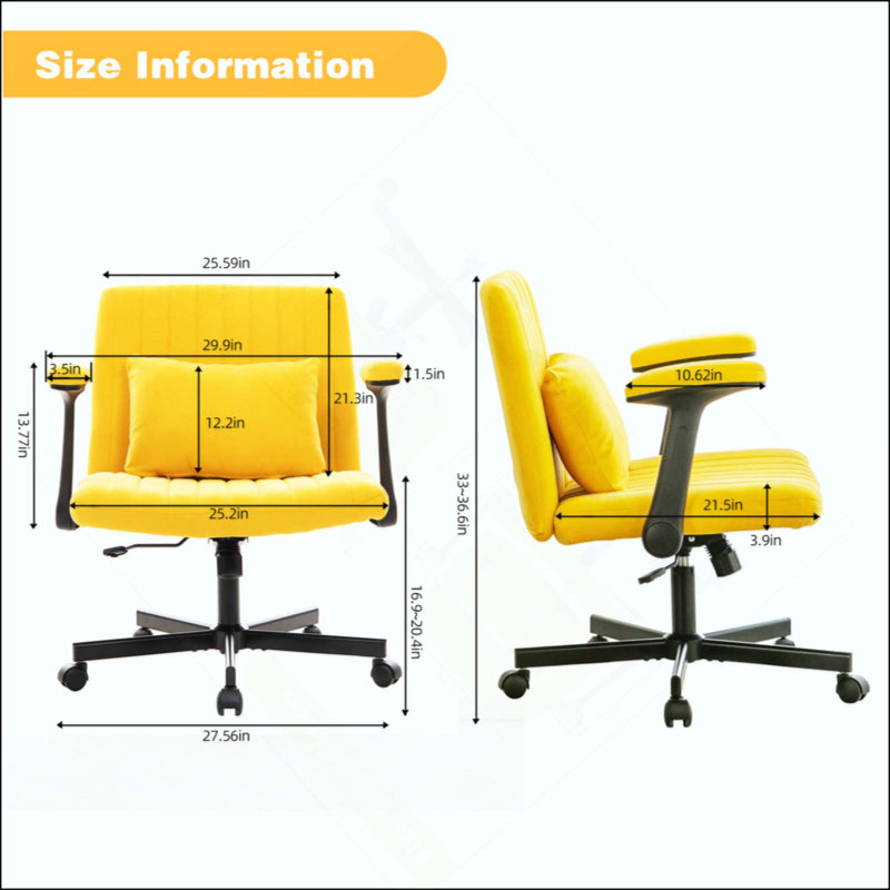 Fauteuil de bureau Velvet Criss Cross, Jaune