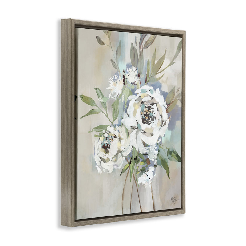  "Bundle of Antique Roses", art mural sur toile par Nina Blue, H 21 po x l 17 po, Cadre flottant orme Montalcino