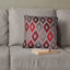 Ensemble de 2 housses de coussin en lin brodé pour l'intérieur et l'extérieur, motif géométrique abstrait
