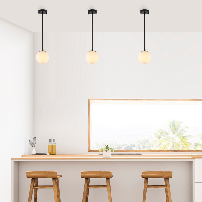 Luminaire suspendu sphère 1 lumière Madiun, Noir