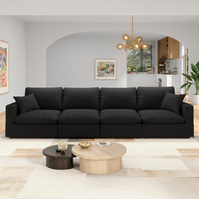 4-Seater Sectional Sofa Comfy Cloud Couch for Living Room, Modern Upholstered Modular Sectional Sofa Convertible Deep Seat Sofa, Removable & Washable Cushion Covers