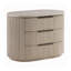 Table de chevet Dery avec ports USB, 3 tiroirs avant striés, brun chêne clair