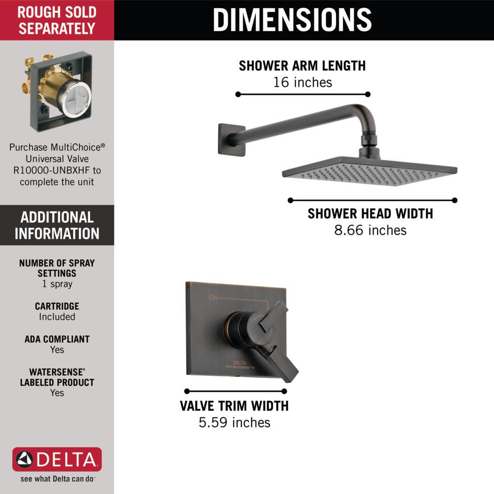 Vero 17 Series Shower Faucet, Rubbed Bronze