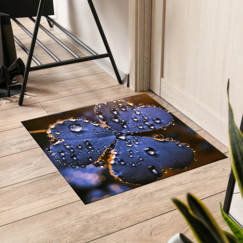 Floral Symphony Non Woven Soft Printed Rug with Delicate Blossom Motifs for a Fresh Indoor Look, Square 4'11"
