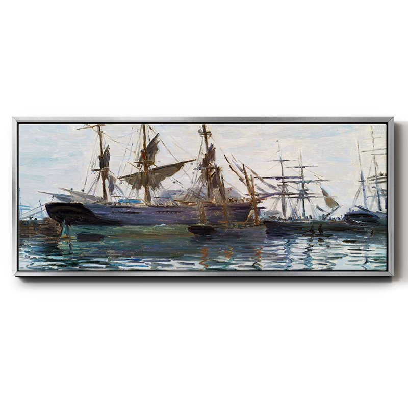 Ships In Harbor, 1873, reproduction d'art sur toile, H 8 po x l 20 po x P 1,5 po, Toile à cadre fermé SilverGold