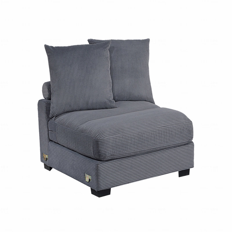 Chaise sans accoudoirs en velours côtelé gris