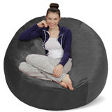 Bean Bag Chair - Shredded Foam Filled Round Pouf Chair - Plush, Ultra Soft Memory Foam Filled Bean Bag Chair with Microsuede Cover - Stuffed Foam Filled Furniture and Accessories for Dorm Room - Multiple sizes 5 Ft or 6 Ft