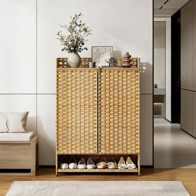 6-Tier Rattan Shoe Cabinet With Adjustable Shelves