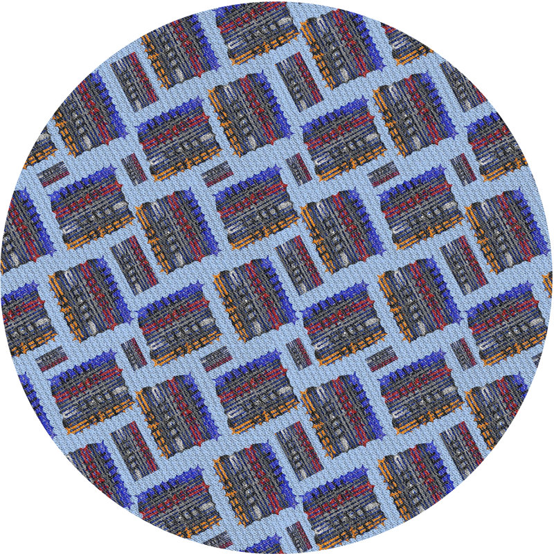 Tapis bleu/gris à tisser électrique, Rond 3 pi