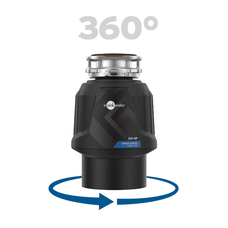 Power 0.75HP, 3/4 HP Garbage Disposal, Power Series EZ Connect Continuous Feed Food Waste Disposer