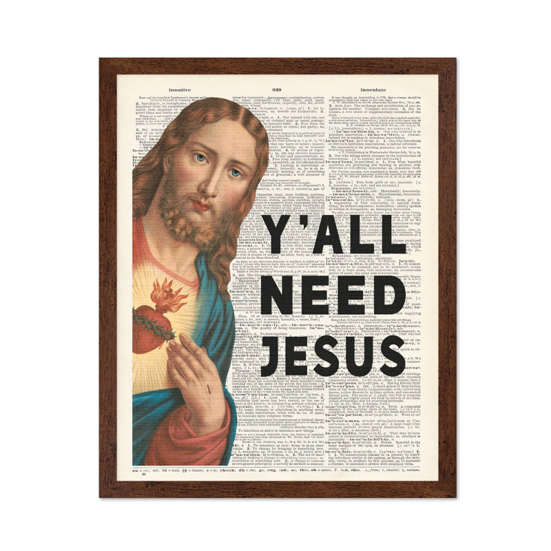 Y'all Need Jesus, Black Framed, Canvas, 18"H x 24"W