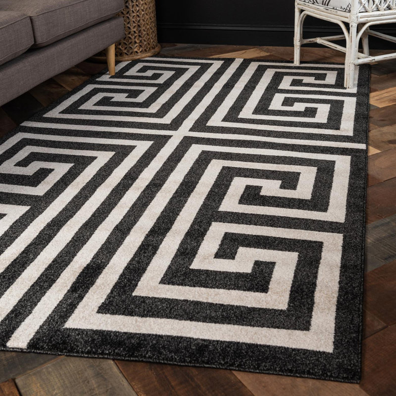 Barreto Performance Black/Beige Rug, Rectangle 2' x 3'1"