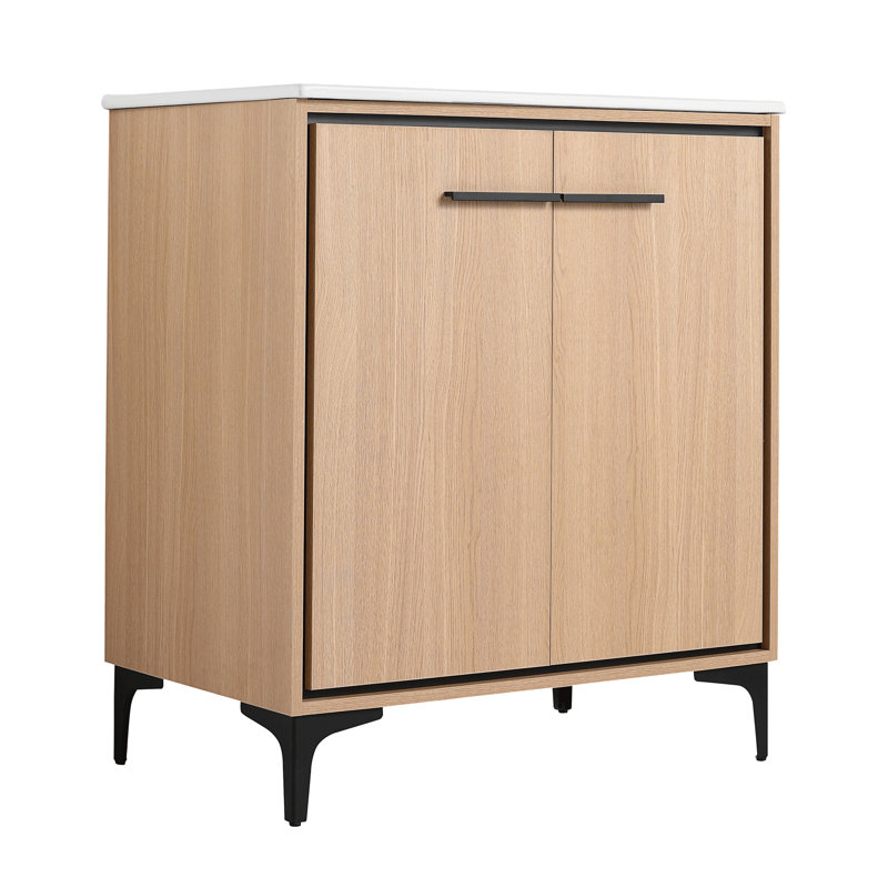 30 Inch Bathroom Vanity Base With Basin, Storage Cabinet With Doors, Engineered Wood