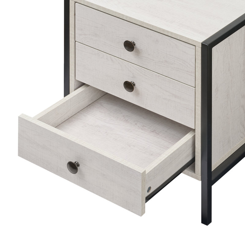 Alva 3 Drawer Bedside Table, White Oak