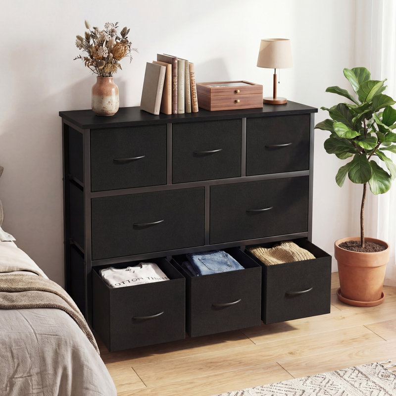 8-Drawer Fabric Dresser, Storage Chest for Bedroom, Living Room, Entryway, Black
