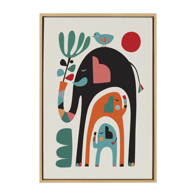 Three Elephants by Rachel Lee 3 Birdies Studio Framed Canvas Wall Art Print