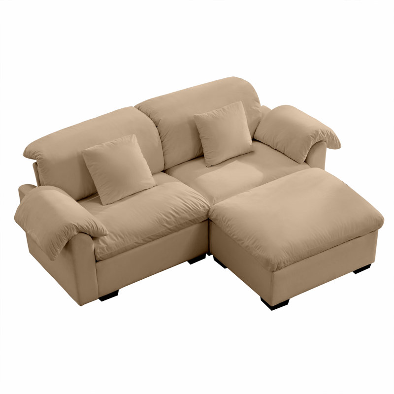 Modular Sectional Sofa with Storage Reversible Ottoman, Tan