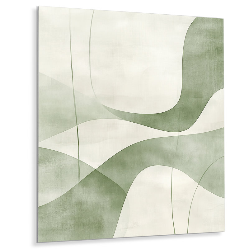 Sage Lines - Abstrait moderne, art mural moderne transitionnel en métal, L 24 po x H 32 po