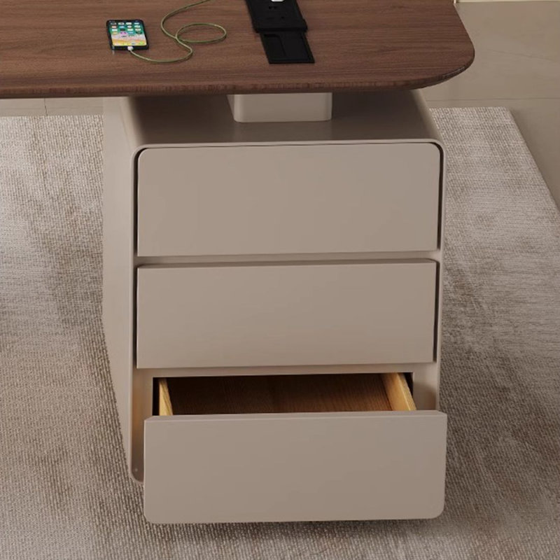 Bureau de direction rectangulaire en bois massif noyer avec tiroirs, 29.53" H x 55.12" W x 27.56" D