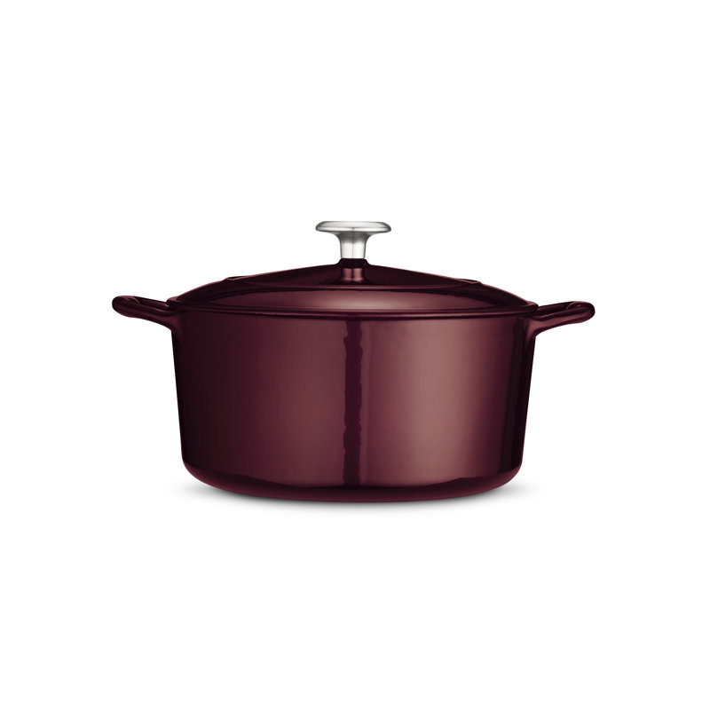 Tramontina Bestow Enameled Cast Iron Round Gourmet Dutch Oven, Majolica Red, 5.5 qt